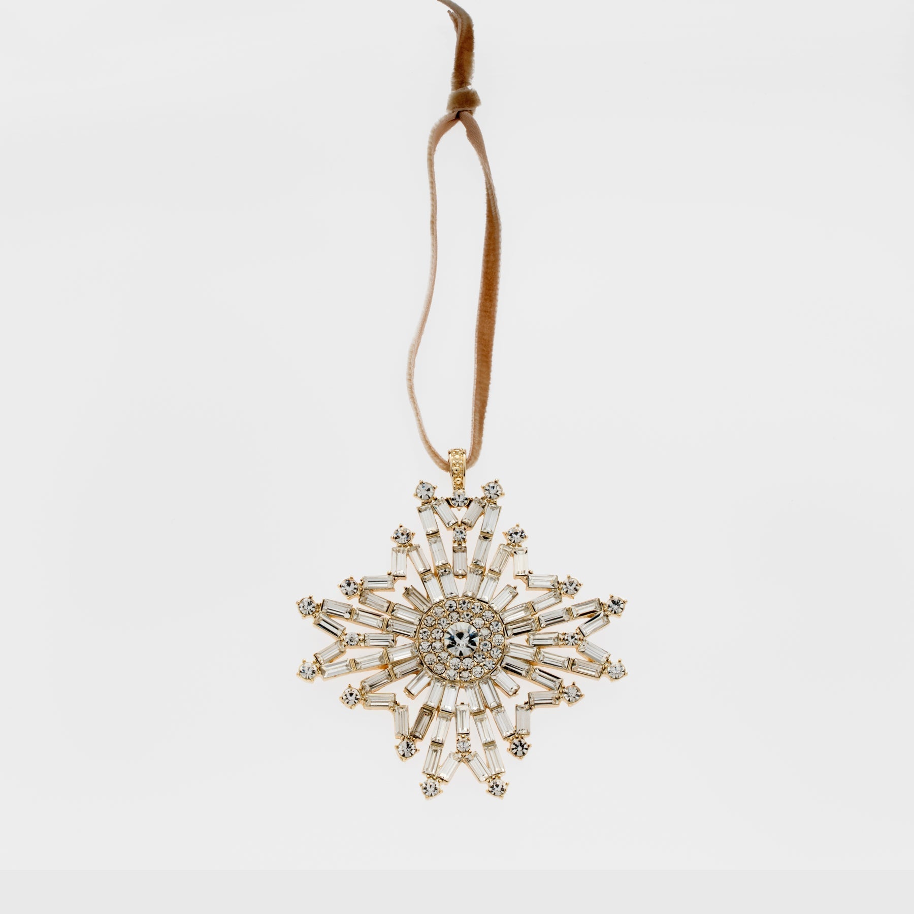 Baguette Snowflake Hanging Ornament - Crystal