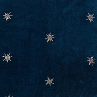 Embroidered Star Pillow - Navy Cotton Velvet