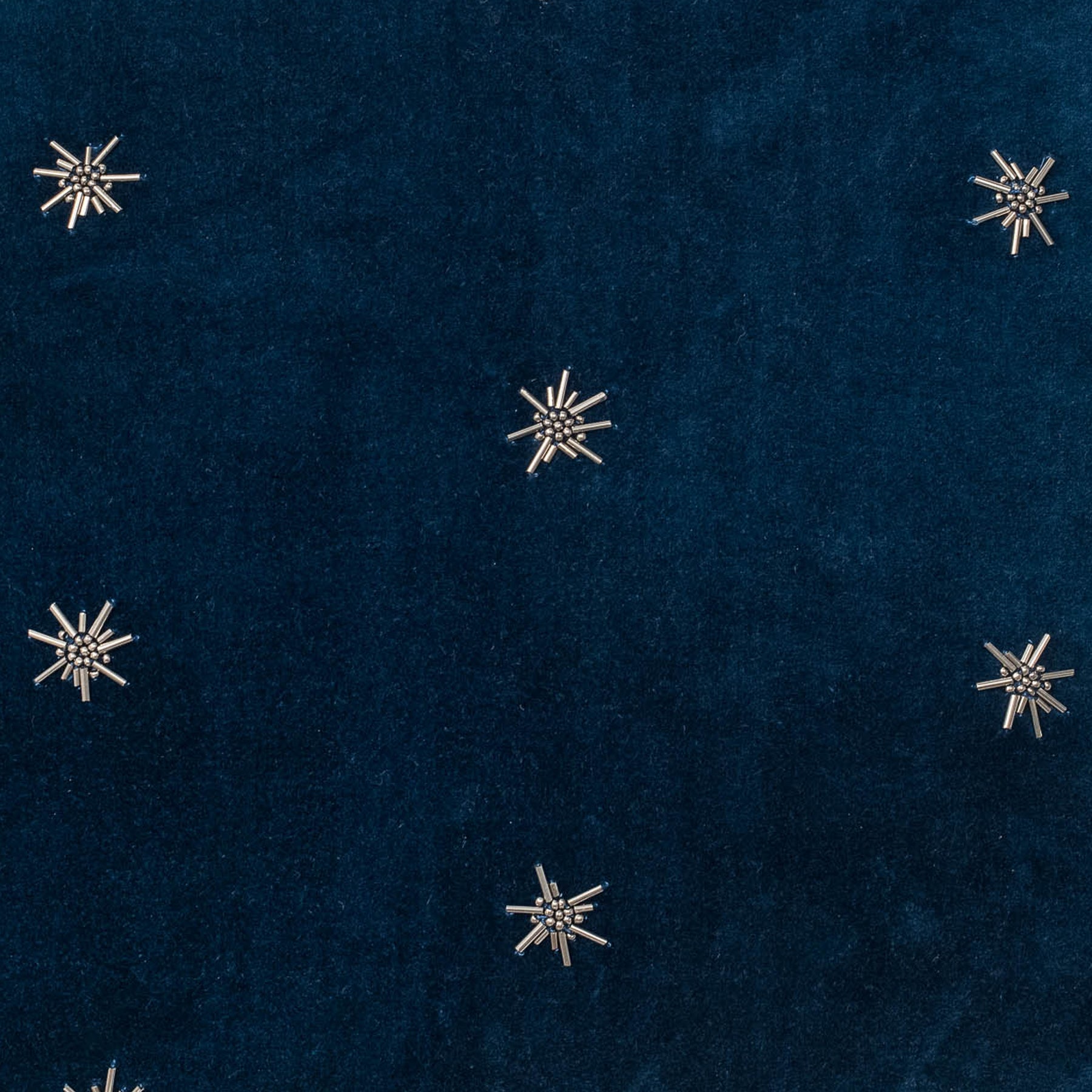 Embroidered Star Pillow - Navy Cotton Velvet