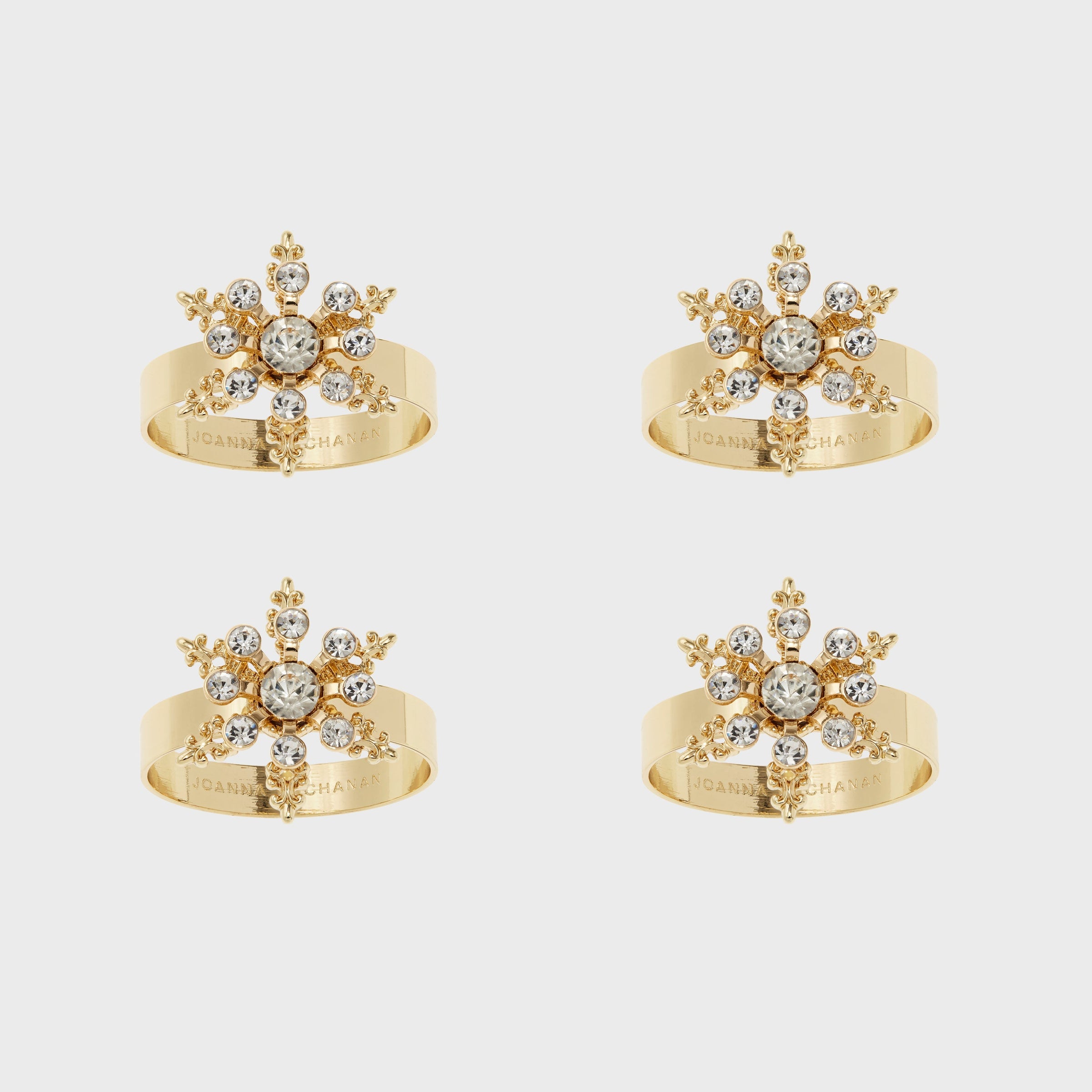 Classic Snowflake Skinny Napkin Rings - Crystal (Set of 4)