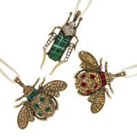 Jeweled Insect Hanging Ornaments - Ruby and Emerald