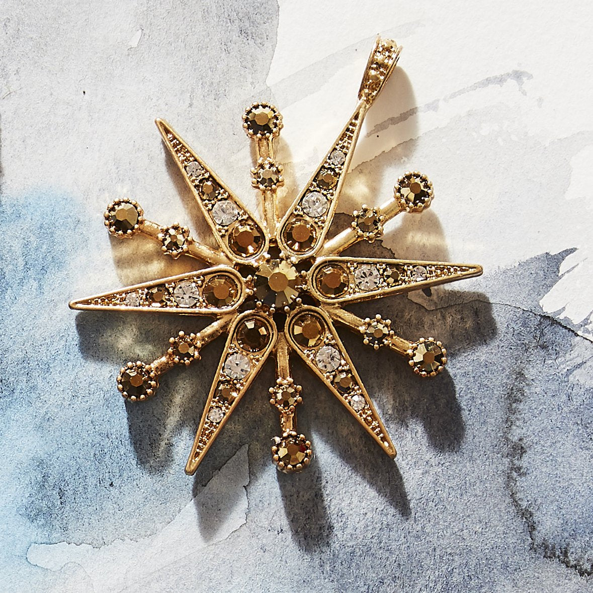 Deco snowflake hanging ornament, gold