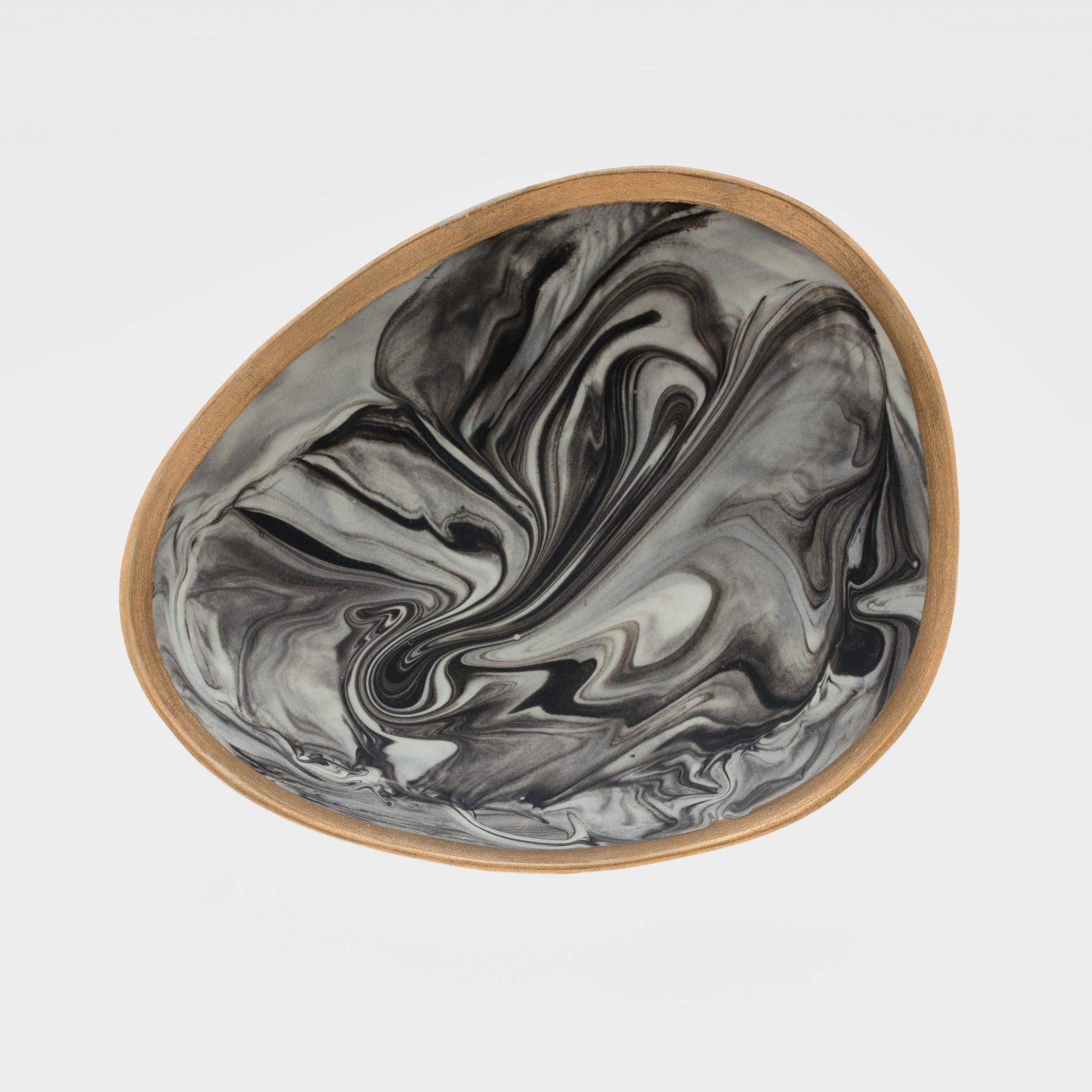 Marbleized Porcelain Ring Dish - Grey