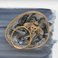 Marbleized Porcelain Ring Dish - Grey