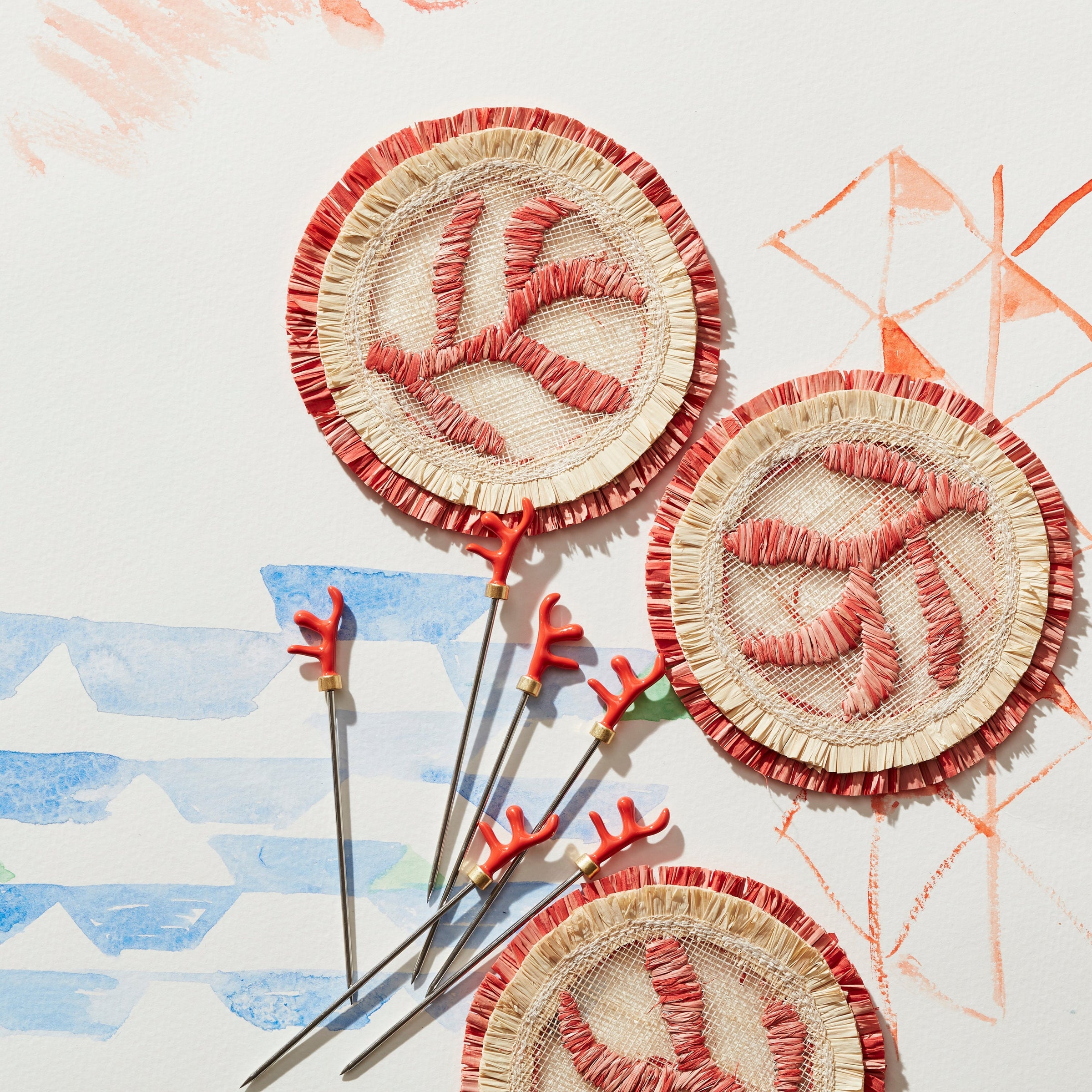 Coral Straw Coasters (Set of 4)