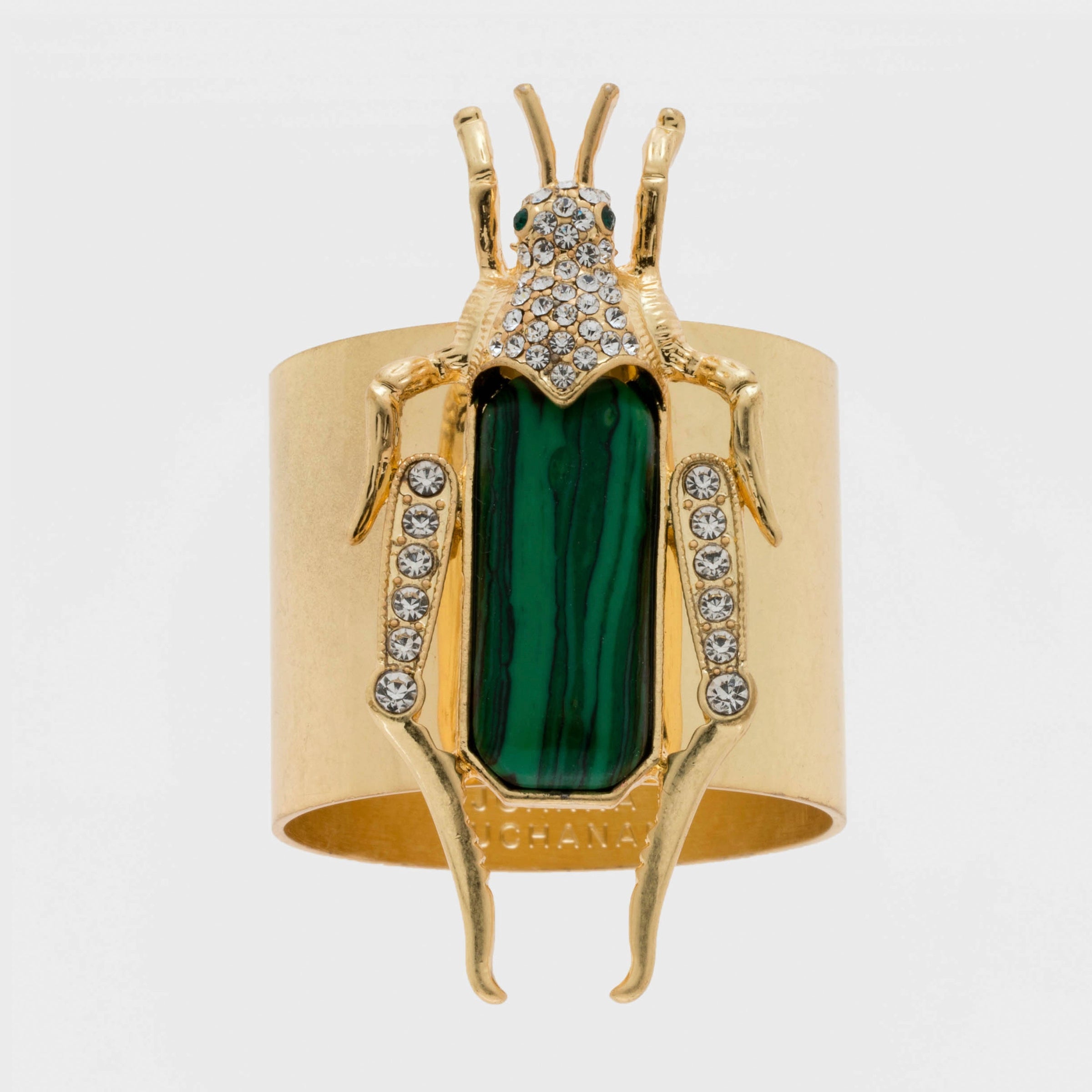 Grasshopper Napkin Rings - Faux Malachite (Set of 2)