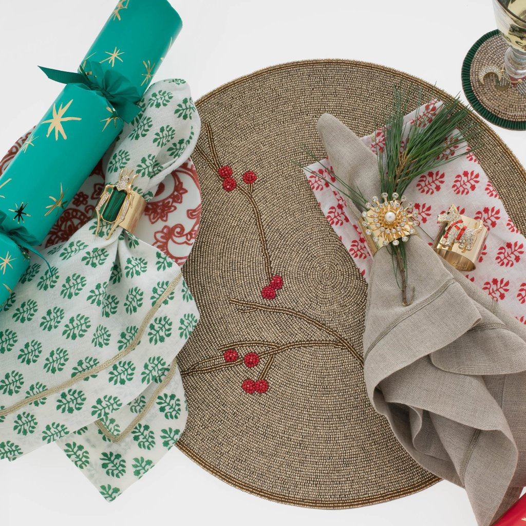 Grasshopper Napkin Rings - Faux Malachite (Set of 2)