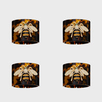 Stripey Bee Resin Napkin Rings - Tortoiseshell (Set of 4)