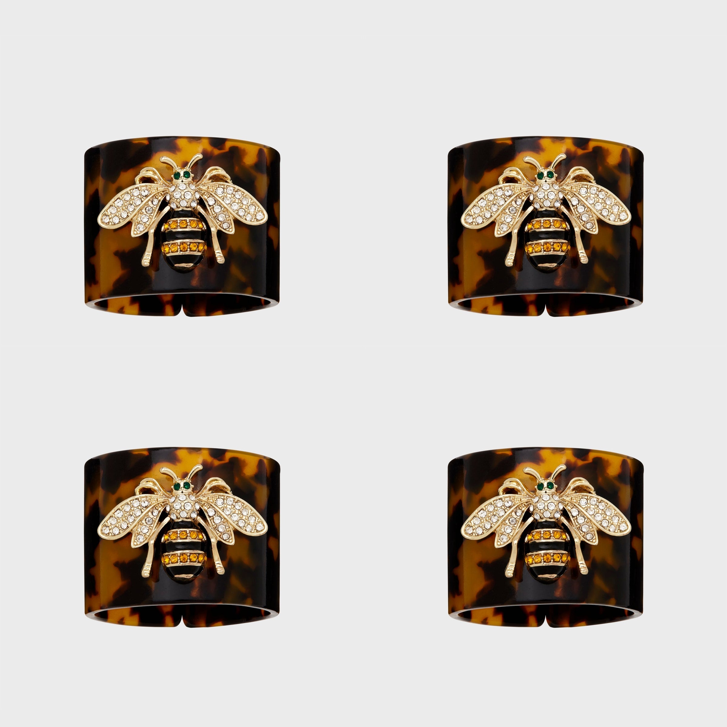 Stripey Bee Resin Napkin Rings - Tortoiseshell (Set of 4)