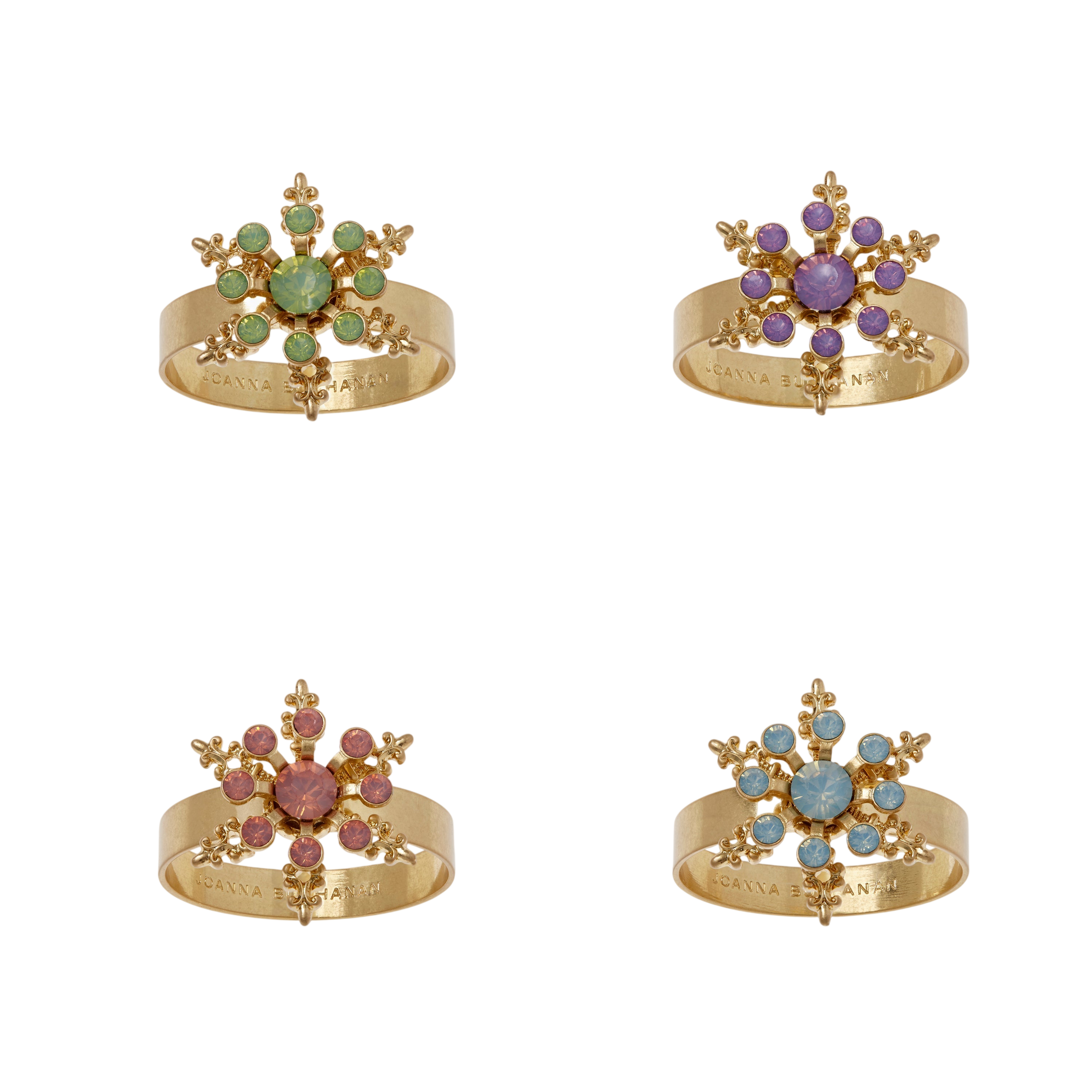 Classic Snowflake Skinny Napkin Rings - Pastel (Set of 4)