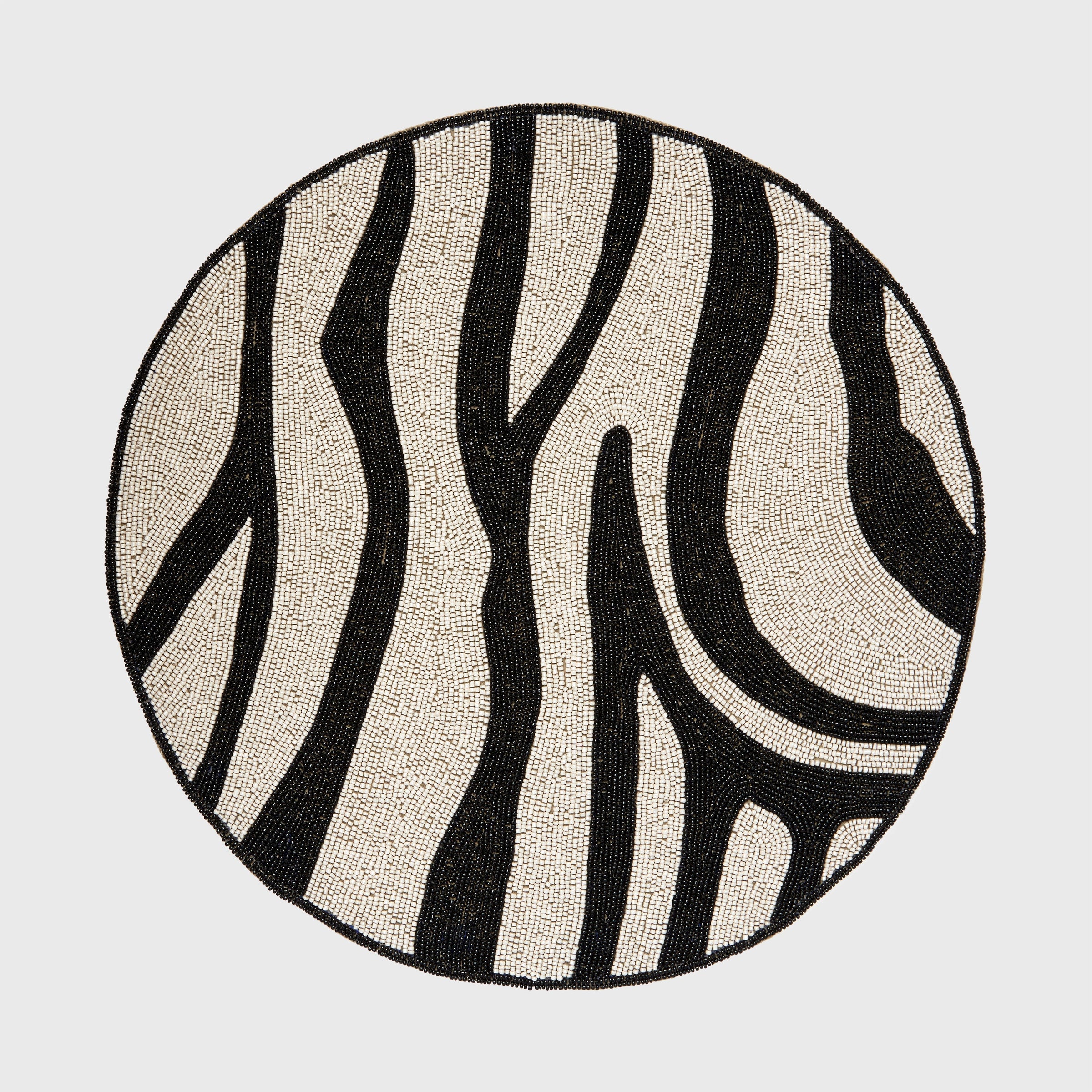 Zebra Hand Beaded Placemat - Black