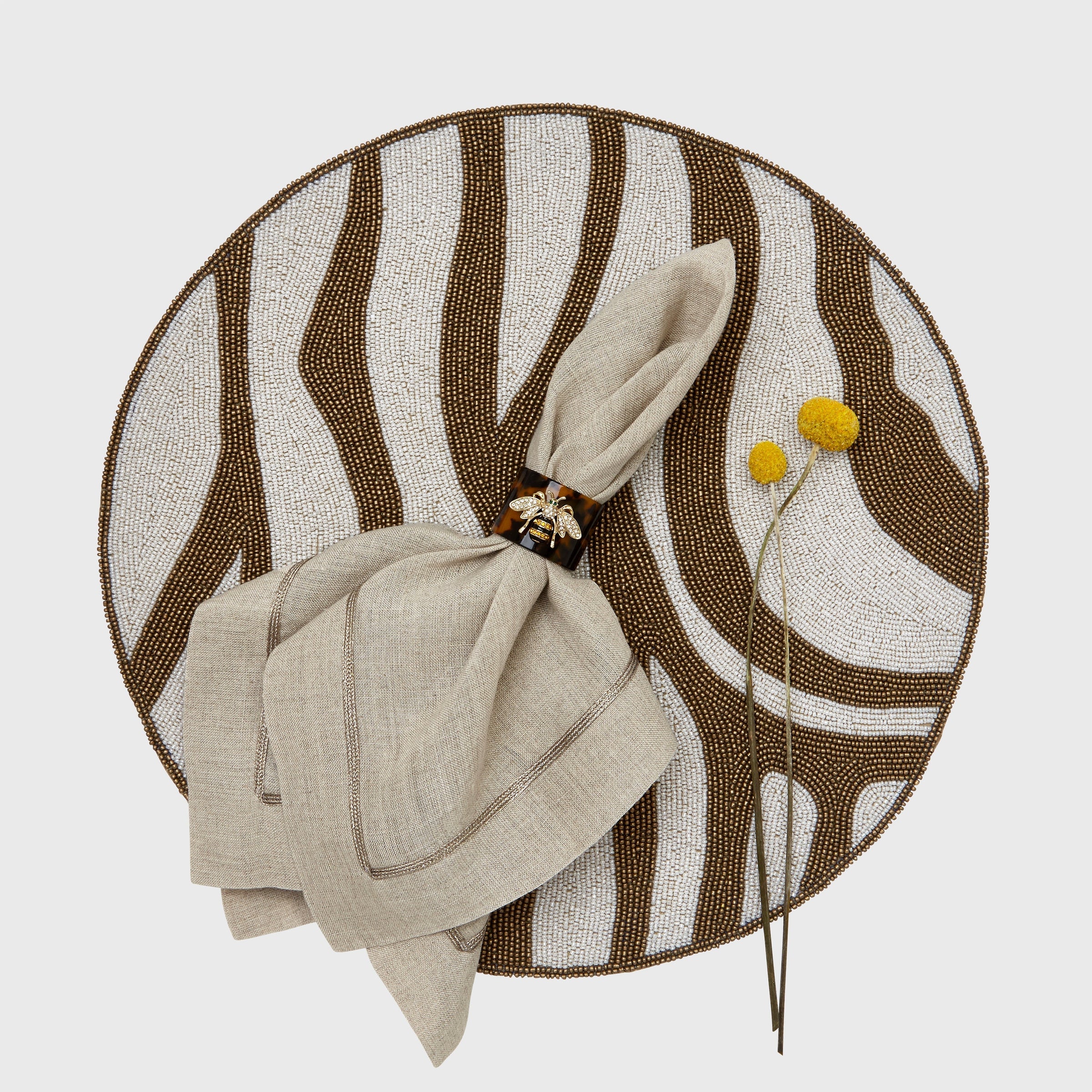 Stripey Bee Resin Napkin Rings - Tortoiseshell (Set of 4)