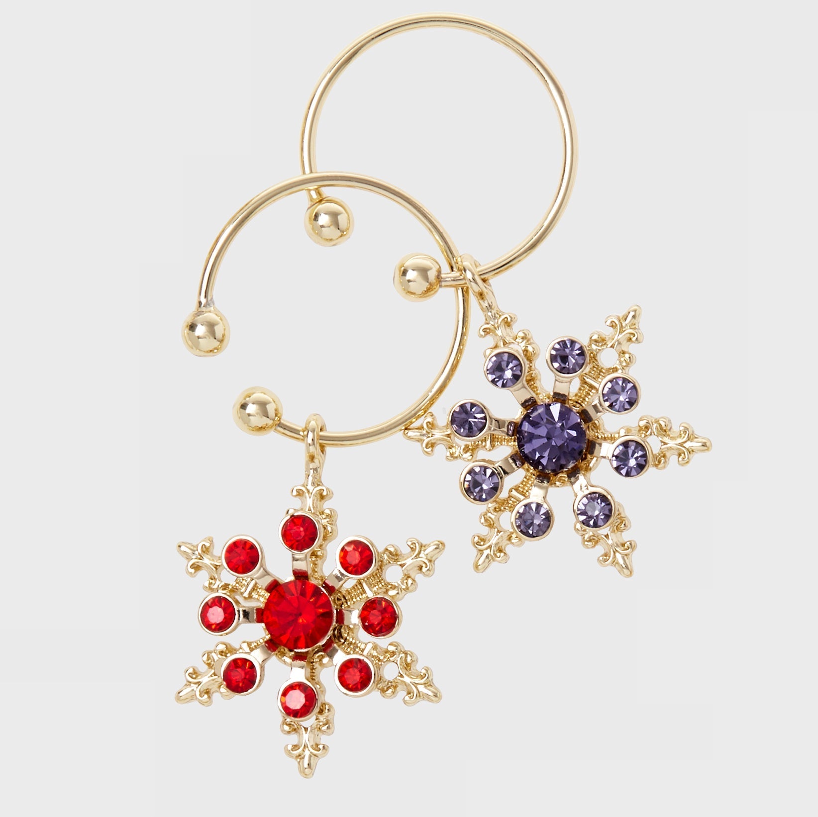 Snowflake Wine Charms - Jewel Tones