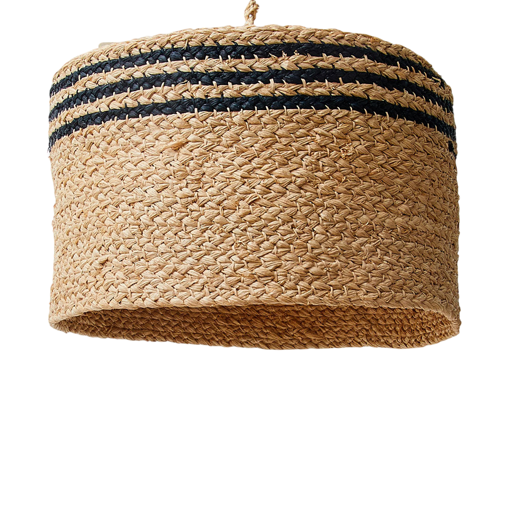 Striped Braided Raffia Lamp Shade