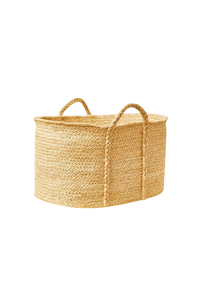 Rectangle Braided Raffia Floor Basket