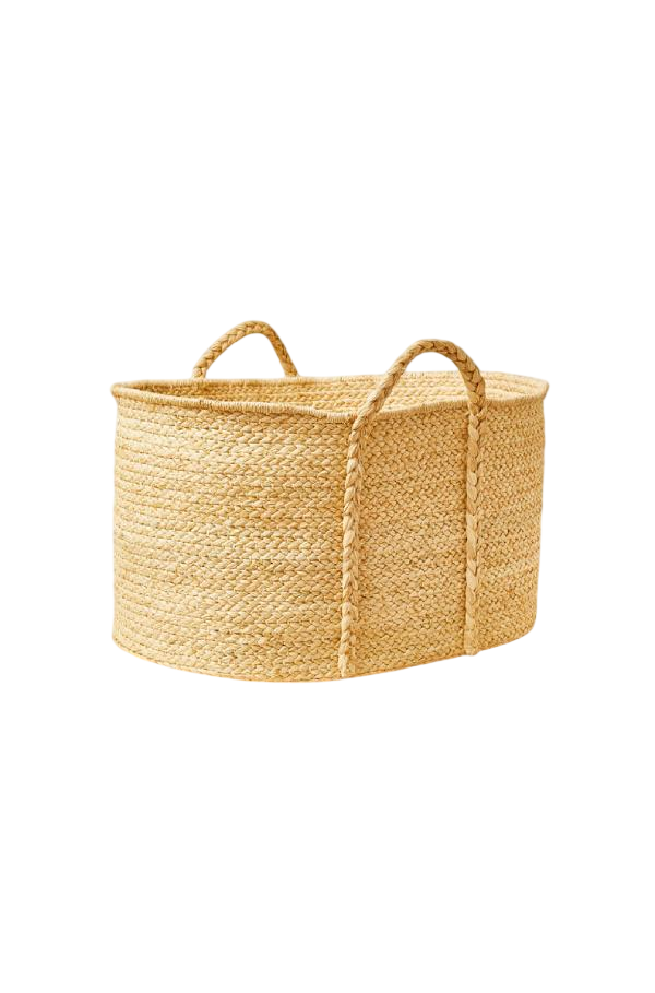 Rectangle Braided Raffia Floor Basket