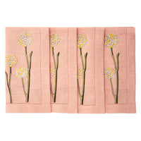 Hand Embroidered Flora and Flutter Napkins 18" x 18" (Set of 4)