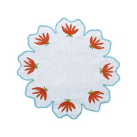 Hand Embroidered Heirloom Petals Placemats 16" round (Set of 4)
