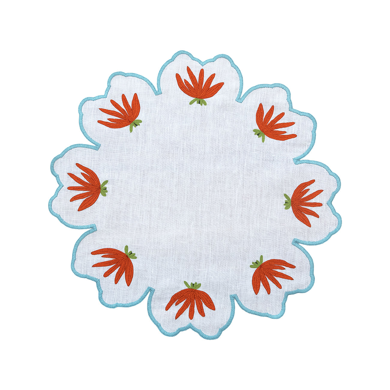 Hand Embroidered Heirloom Petals Placemats 16" round (Set of 4)