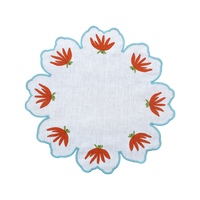 Hand Embroidered Heirloom Petals Placemats 16" round (Set of 4)