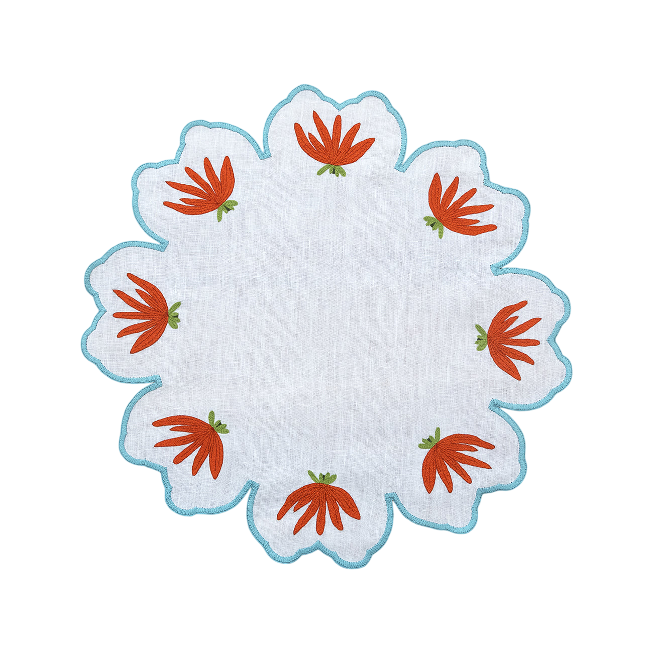 Hand Embroidered Heirloom Petals Placemats 16" round (Set of 4)