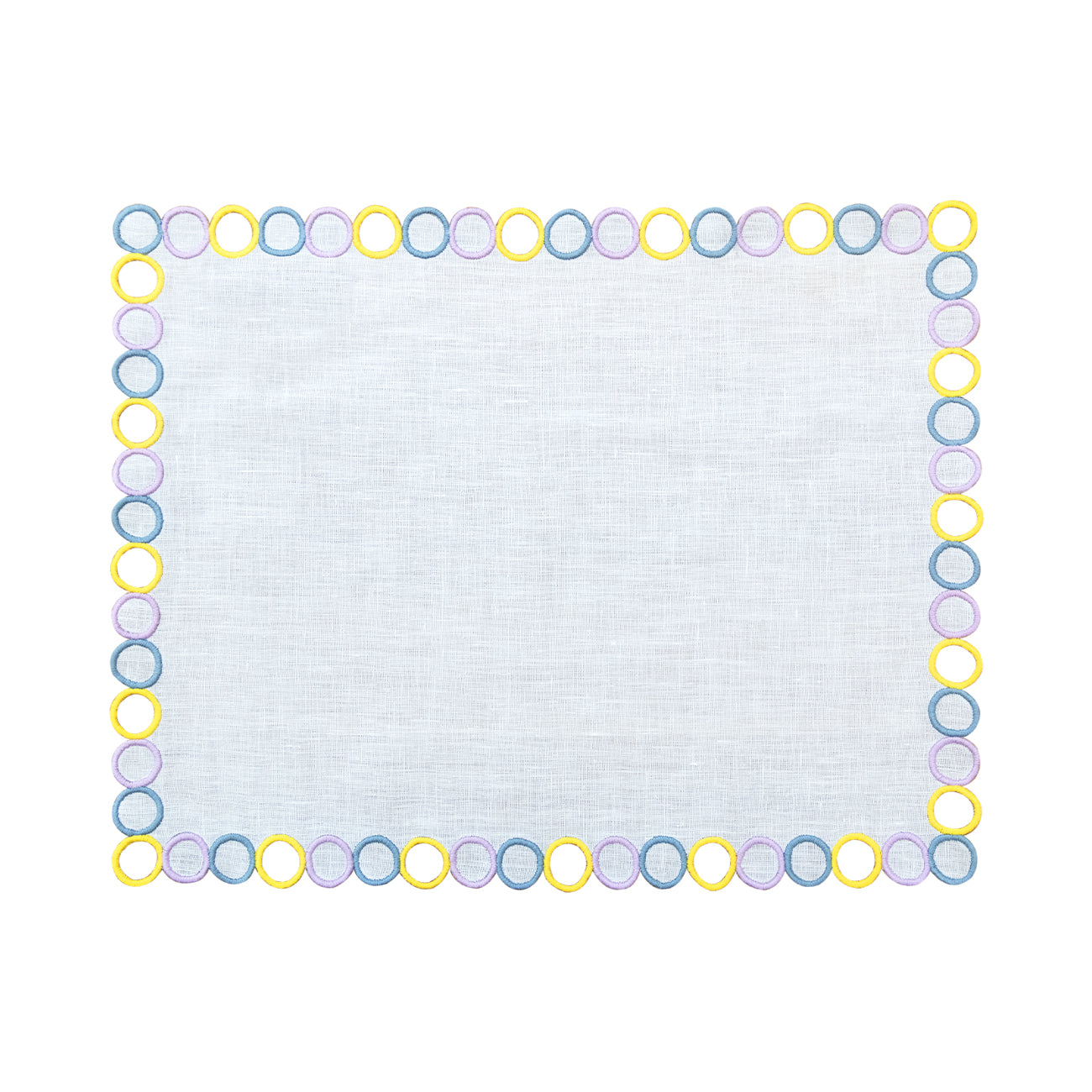 Hand Embroidered Circular Elegance Placemats 14" × 18" (Set of 4)