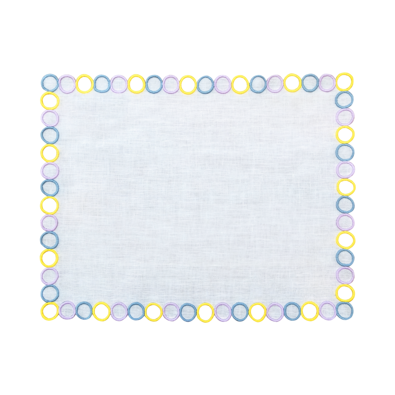 Hand Embroidered Circular Elegance Placemats 14" × 18" (Set of 4)