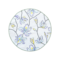 Hand Embroidered Floral Fresco Placemats 16" round (Set of 4)