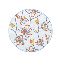 Hand Embroidered Floral Fresco Placemats 16" round (Set of 4)