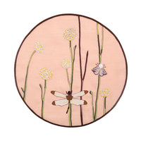 Hand Embroidered Flora and Flutter Placemats 16" round (Set of 4)