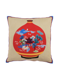 Hand Embroidered Still Life Pillow Cover 20" x 20"