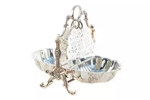 Chased Folding Biscuit Box English Silver Plate C. 1885