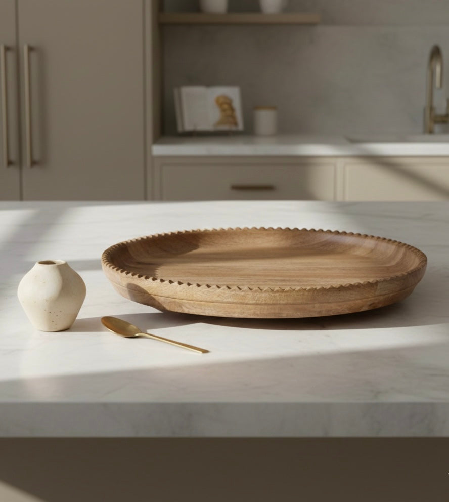 Ayla Wood Lazy Susan - Scalloped Edge