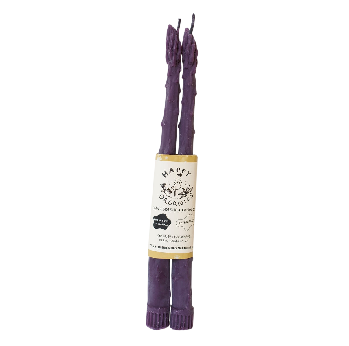 Purple Asparagus Taper Beeswax Candles (Set of 2)