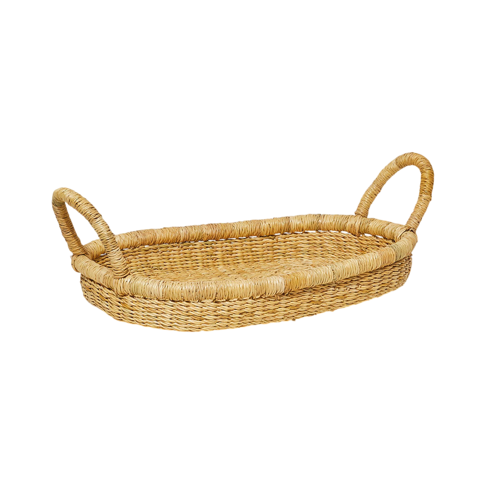 Bolga Double Handle Oval Tray