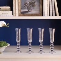 GLASS French Swirl Champagne Flute Set of 4 (Clear)
