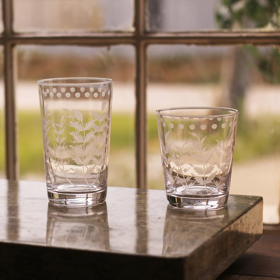 Glass Ferns with Dots Tumbler (Set of 4)