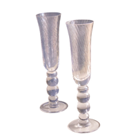 GLASS French Swirl Champagne Flute Set of 4 (Clear)