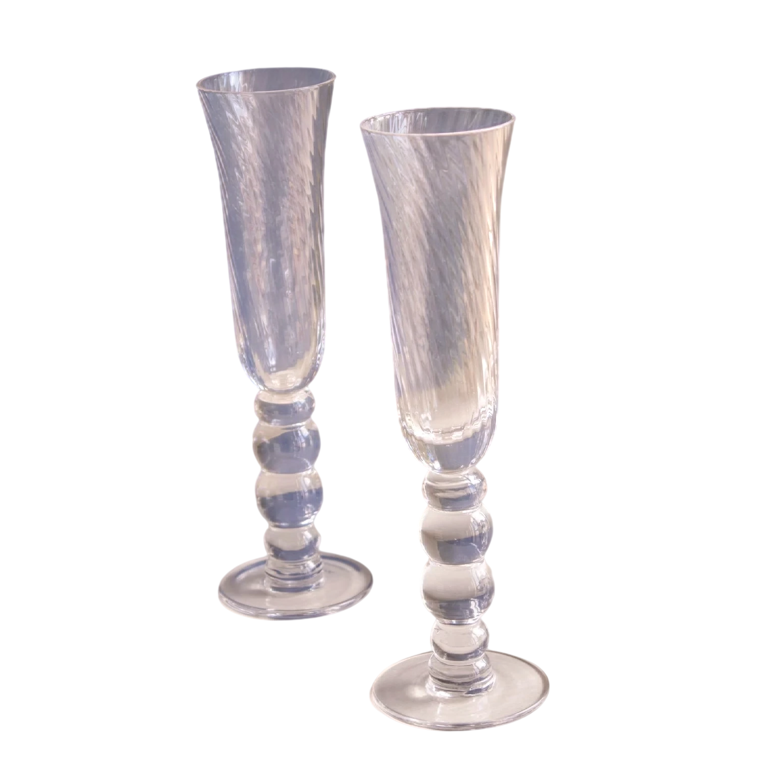 GLASS French Swirl Champagne Flute Set of 4 (Clear)