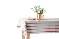 Red Stripe Linen Tablecloth