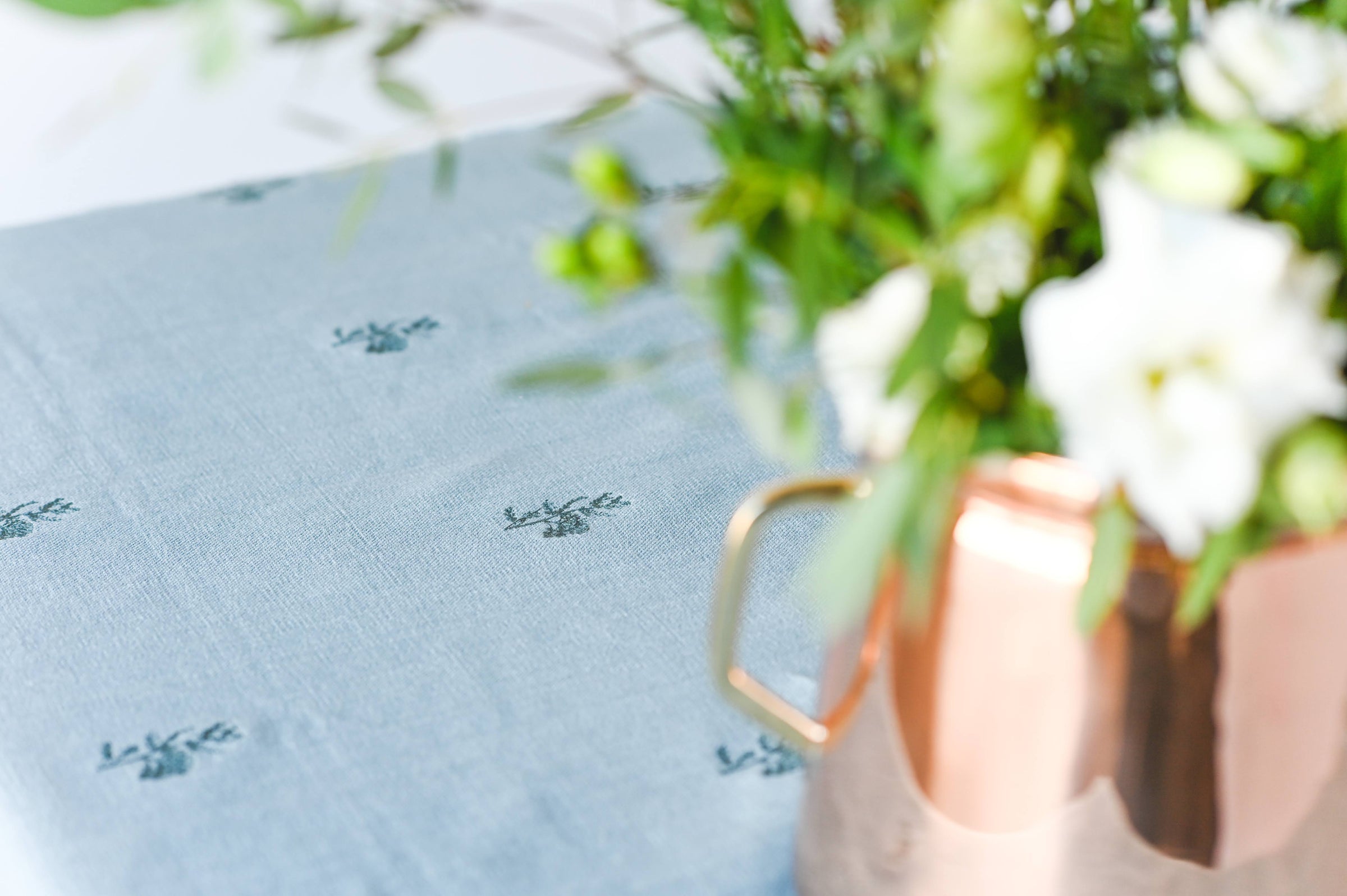 Blue Fleur Embroidered