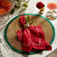 Gold Trim Dinner Napkins - Berry (Set of 2)