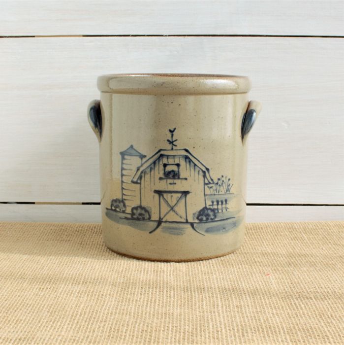 Rowe Pottery ½ Gallon Crock Barn