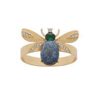 Etched Wing Bug Skinny Napkin Rings - Lapis Lazuli (Set of 4)