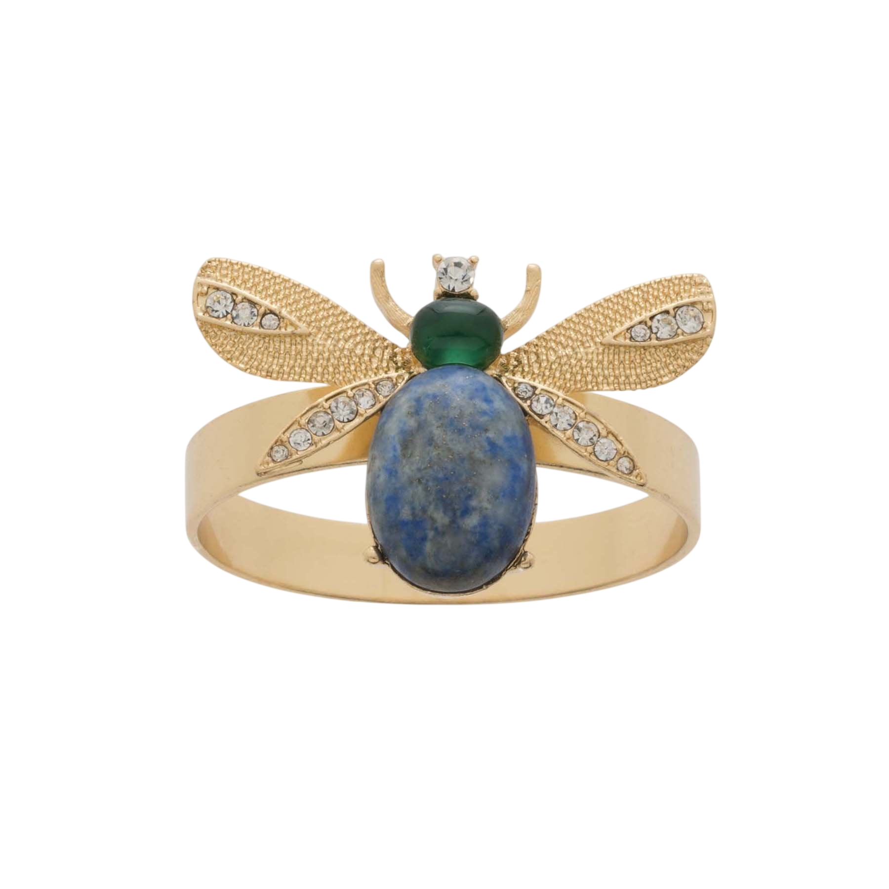 Etched Wing Bug Skinny Napkin Rings - Lapis Lazuli (Set of 4)