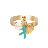 Coral and Shell Skinny Napkin Rings - Turquoise (Set of 4)