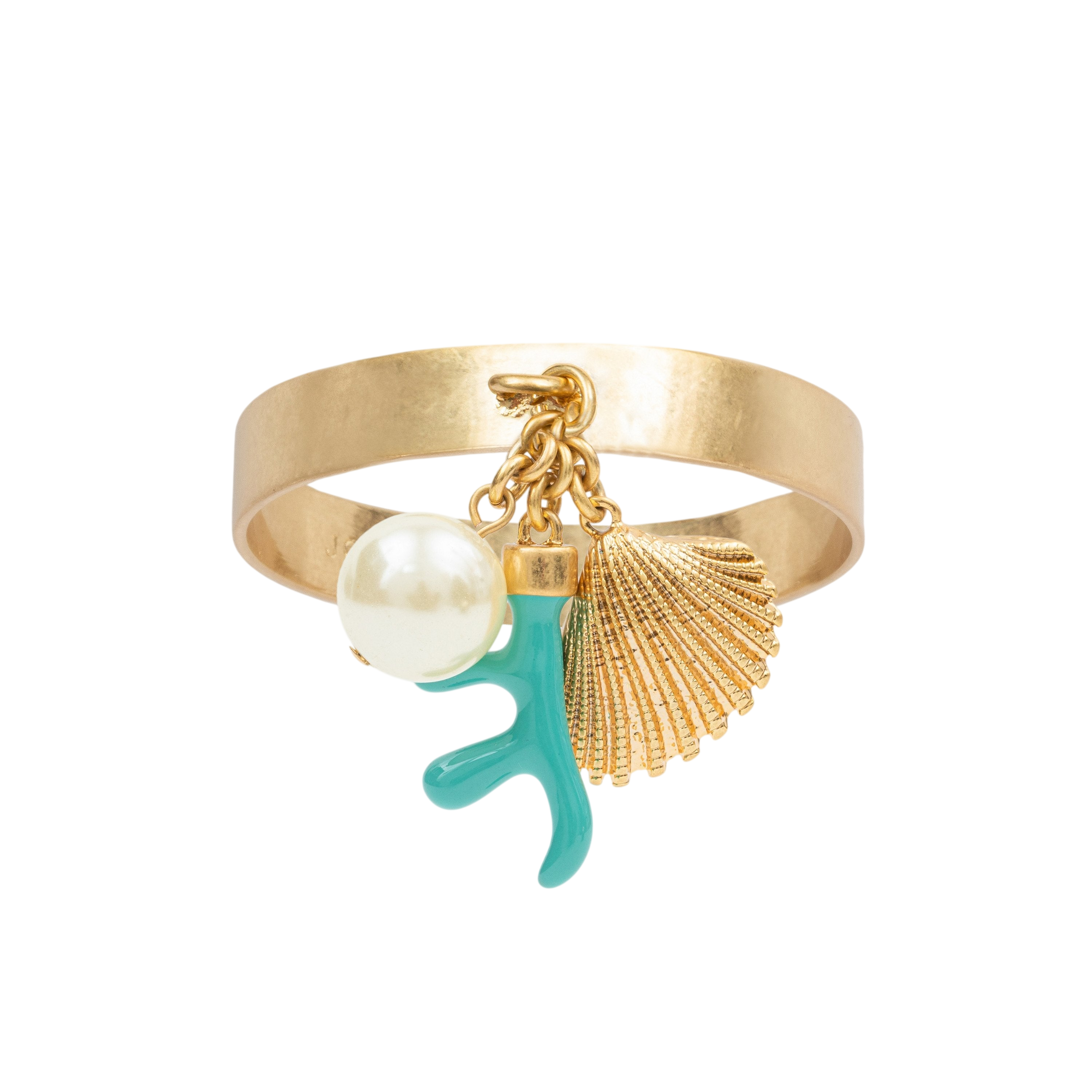 Coral and Shell Skinny Napkin Rings - Turquoise (Set of 4)