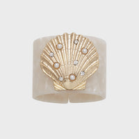 Shell Resin Napkin Rings - Pearly White (Set of Four)