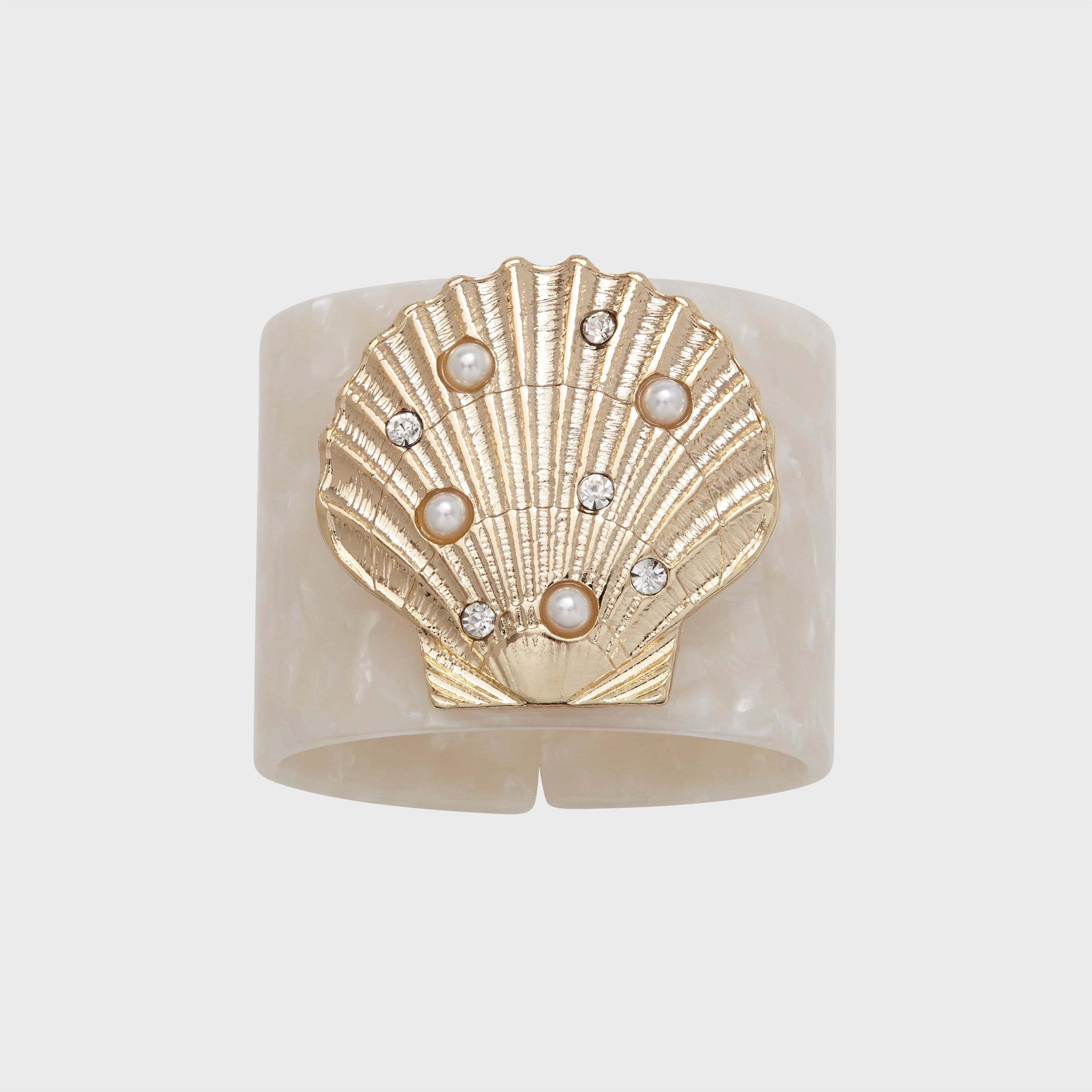 Shell Resin Napkin Rings - Pearly White (Set of Four)
