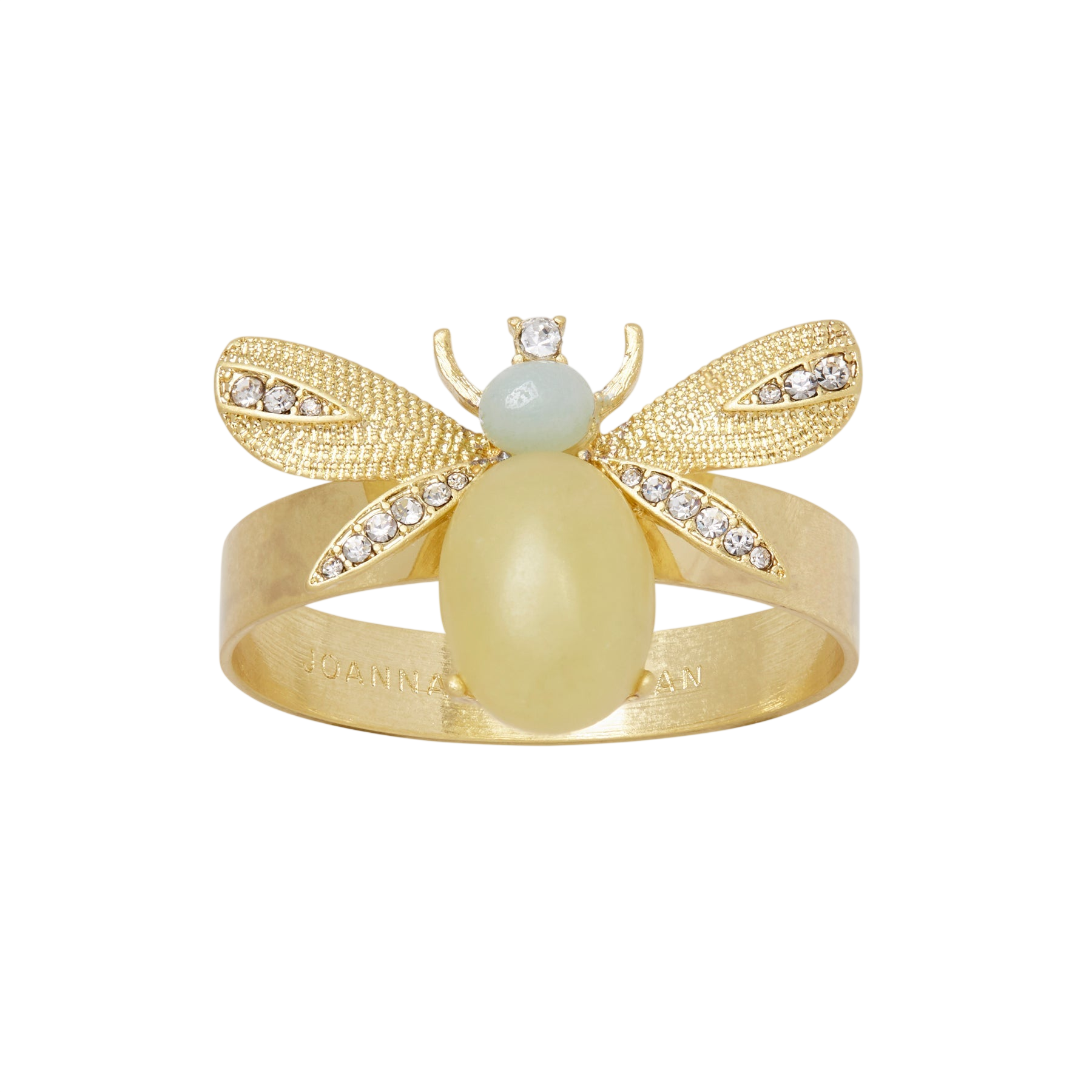Etched Wing Bug Skinny Napkin Rings - Lemon Jasper (Set of 4)